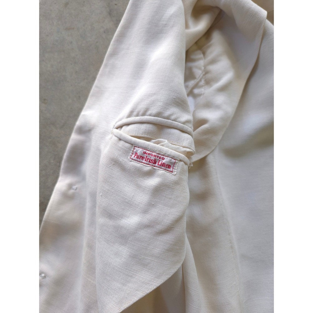 Vintage 1930s Cream Pure Irish Linen Sport Coat 40 Short Made in USA - Picture 6 of 15